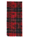 Alexander Mcqueen Tartan Wool Skull Scarf In In Red