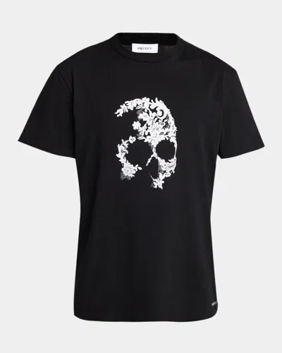 Alexander Mcqueen Crew Neck Graphic Print Short Sleeve T Shirt In Black