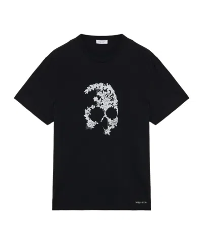 Alexander Mcqueen Crew Neck Graphic Print Short Sleeve T Shirt In Black