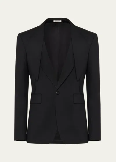 Alexander Mcqueen Men's Lapel-collar Sport Coat In Black