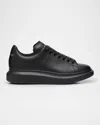 Alexander Mcqueen Black Sneakers With Logo Lettering On The Rear And Oversize Rubber Sole In Leather In Black