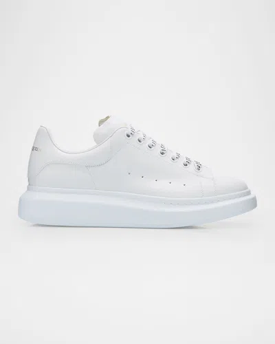 Alexander Mcqueen Men's Larry Leather Oversized Low-top Sneakers In White