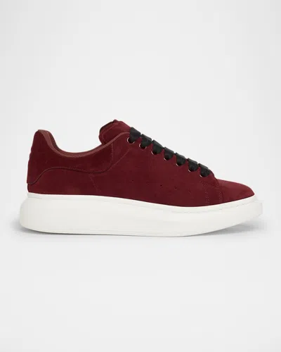 Alexander Mcqueen Men's Larry Suede Oversized Low-top Sneakers In Black/red