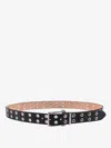 Alexander Mcqueen Twin Skull Leather Thin Belt In Black