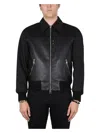 Alexander Mcqueen Leather And Fabric Bomber Jacket In Black