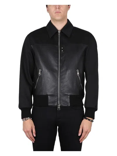 ALEXANDER MCQUEEN MEN'S LEATHER BOMBER JACKET