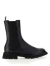 Alexander Mcqueen Ankle Boot Leather Black Anthracite In Charcoal