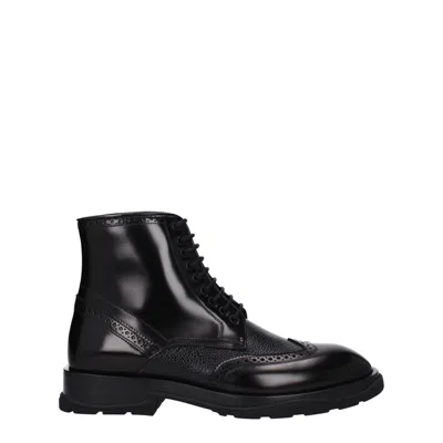 Alexander Mcqueen Men's Leather Boots Black