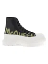 Alexander Mcqueen Tread Slick Ankle Boots In Calf Leather In Black