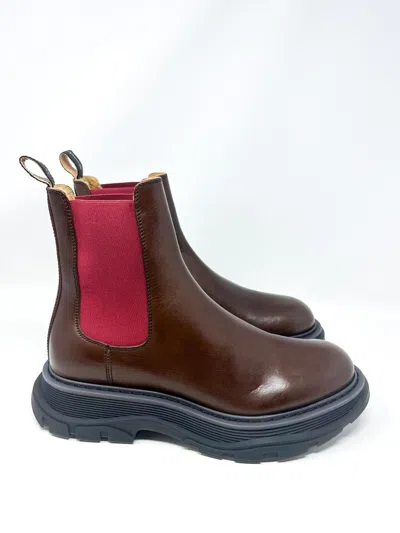 Pre-owned Alexander Mcqueen Men's Leather Chelsea Minnesota Boots Brown 9 Us / 42 Eu