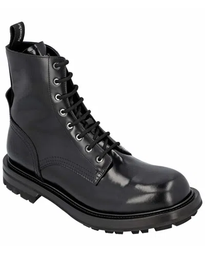 Pre-owned Alexander Mcqueen Men's Leather Combat Boot, Never Worn (authentic Pre-loved)