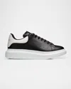 Alexander Mcqueen Black Low Top Sneakers With Logo Lettering On The Tongue In Leather Man In Black