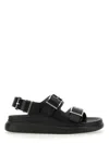 Alexander Mcqueen Black Slide Sandals With Embossed Logo In Leather Man In Black