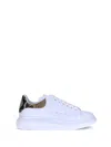 Alexander Mcqueen White Oversize Sneakers With Snake Print On The Heel In Leather Man