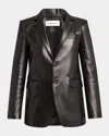 Alexander Mcqueen Men's Leather Two-button Blazer In Brown