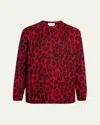 Alexander Mcqueen Wool-blend Leopard Print Sweater In Flame Red