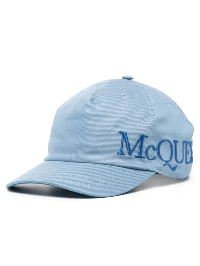 Alexander Mcqueen Men's Logo Baseball Cap In Blue