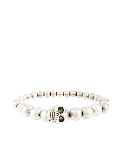 Alexander Mcqueen Men Logo Bracelet In Silver
