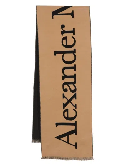 Alexander Mcqueen Men's Logo Cotton Scarf