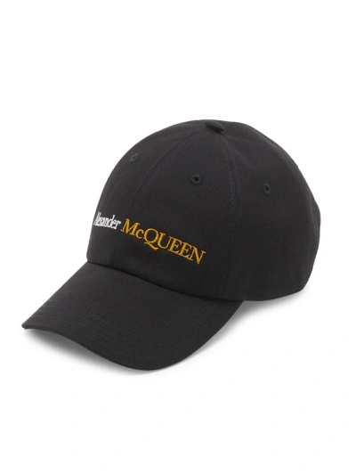 Alexander Mcqueen Men's Logo Embroidered Cap In Black Gold