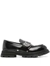 Alexander Mcqueen Brushed Leather Wander Loafers For In Black
