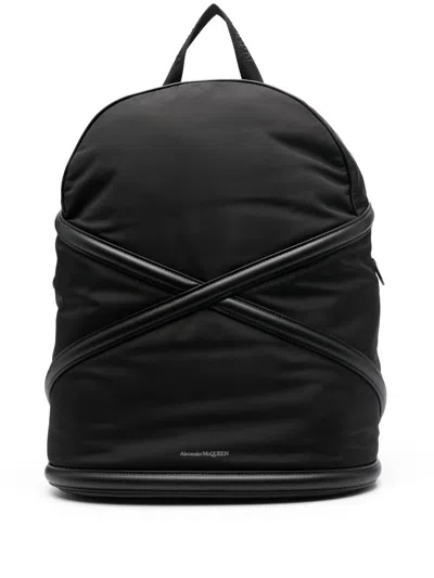 Alexander Mcqueen Crossover-straps Logo-print Backpack In Black