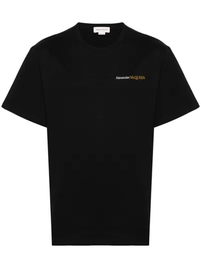 Alexander Mcqueen Men Logo T-shirt In Black