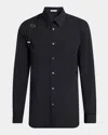 Alexander Mcqueen Men's Logo-tape Harness Dress Shirt In Black