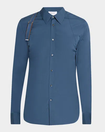 Alexander Mcqueen Men's Logo-tape Harness Dress Shirt In Multi