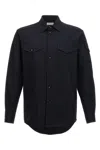 Alexander Mcqueen Tape Detail Chino Cotton Shirt In Blue