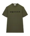 Alexander Mcqueen Pure Cotton T-shirt With Mcqueen Logo Detail In Green