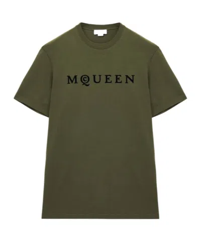 ALEXANDER MCQUEEN ALEXANDER MCQUEEN FLOCKED-LOGO CREWNECK T-SHIRT