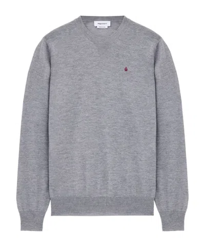 ALEXANDER MCQUEEN MEN'S MERINO WOOL INVERTED SKULL JUMPER IN GREY