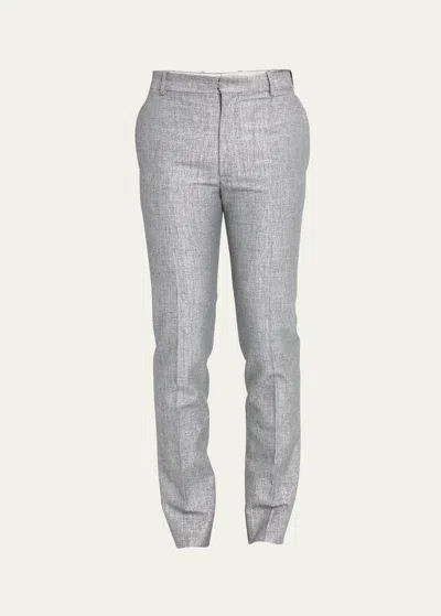 Alexander Mcqueen Men's Metallic Cigarette Trousers In Silver