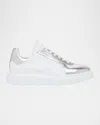 Alexander Mcqueen Metallic-panel Leather Sneakers In White