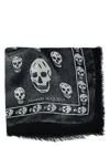 Alexander Mcqueen Skull-print Silk Scarf In Black