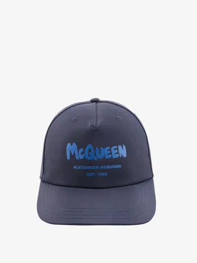 Alexander Mcqueen Men Nylon Hat In Blue