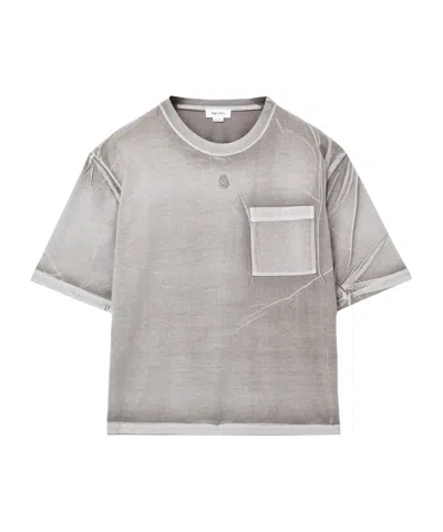 ALEXANDER MCQUEEN MEN'S OVERDYED CROPPED T-SHIRT IN STONE