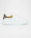 Alexander Mcqueen White Oversize Sneakers With Snake Print On The Heel In Leather Man