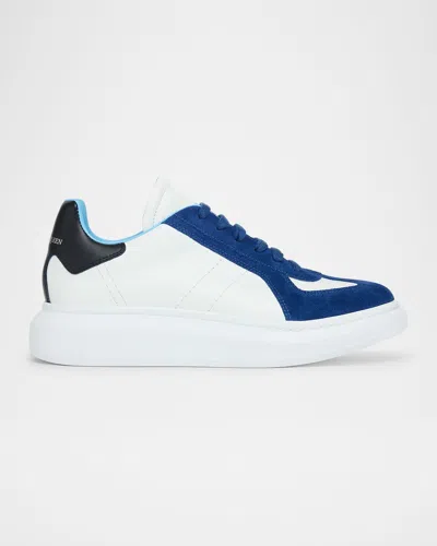 ALEXANDER MCQUEEN MEN'S OVERSIZED LEATHER AND SUEDE T-TOE SNEAKERS