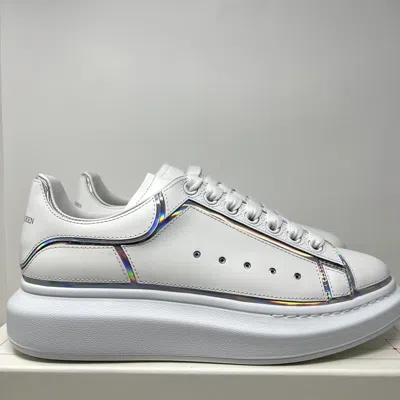 Pre-owned Alexander Mcqueen Men's Oversized Leather Sneakers Size 43 Eu/10 Us White Silver