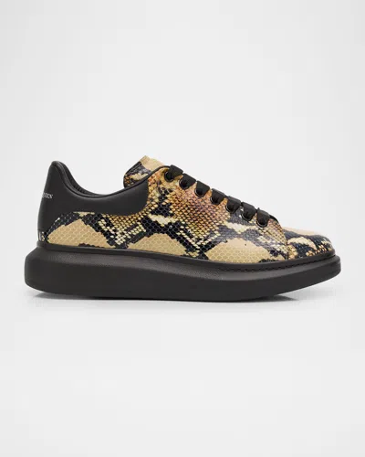 Alexander Mcqueen Men's Oversized Python-effect Leather Sneakers In Multi