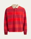 Alexander Mcqueen Men's Oversized Rugby Polo Shirt In Red/blue