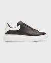 Alexander Mcqueen Black Low Top Sneakers With Logo Lettering On The Tongue In Leather Man In Black