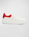 Alexander Mcqueen White Low Top Sneakers With Contrasting Heel With Embossed Logo Lettering In Leather Man In White