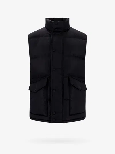 Alexander Mcqueen Men Padded And Quilted Nylon Sleeveless Jacket With Back Mcqueen Graffiti Print In Black