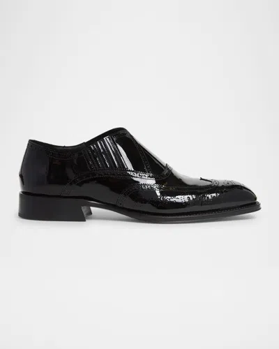 ALEXANDER MCQUEEN MEN'S PATENT WINGTIP BROGUE LOAFERS