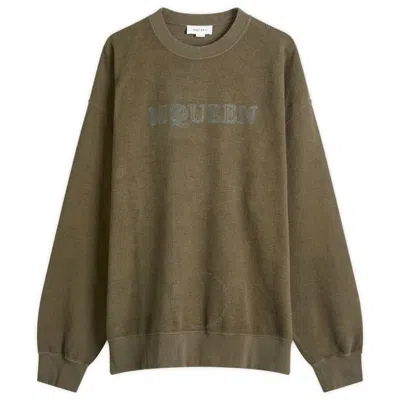 Alexander Mcqueen Men's Peak Green Washed Logo Sweatshirt