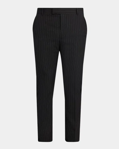 Alexander Mcqueen Men's Pinstripe Wool Cigarette Trousers In Black