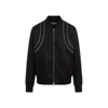 Alexander Mcqueen Solid Color Nylon Bomber Jacket With Contrasting Details In Black